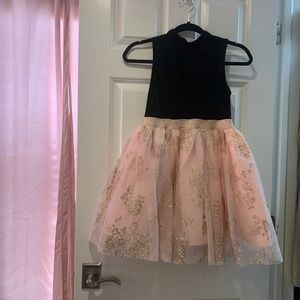 Zuni’s formal dress black velvet with blush and rose gold sparkle